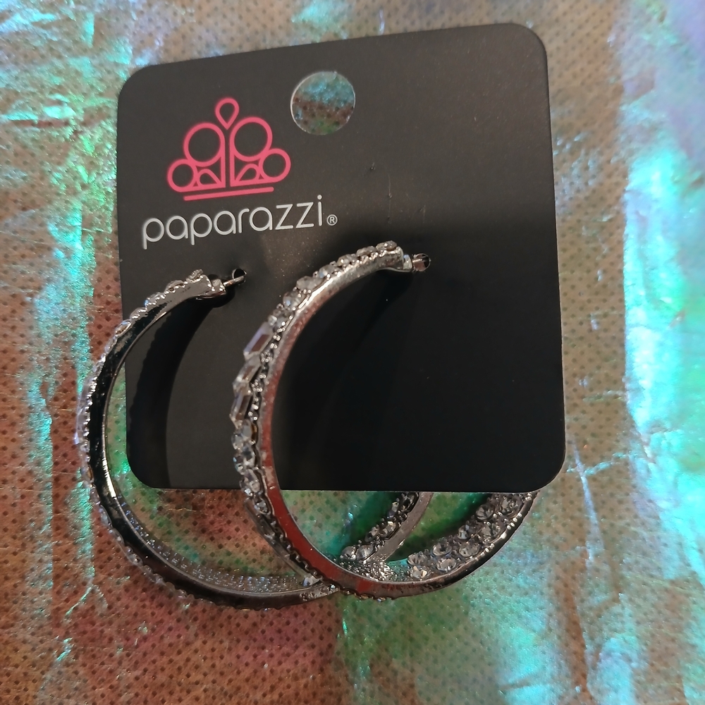 Paparazzi Sparkling Silver Hoop Earrings